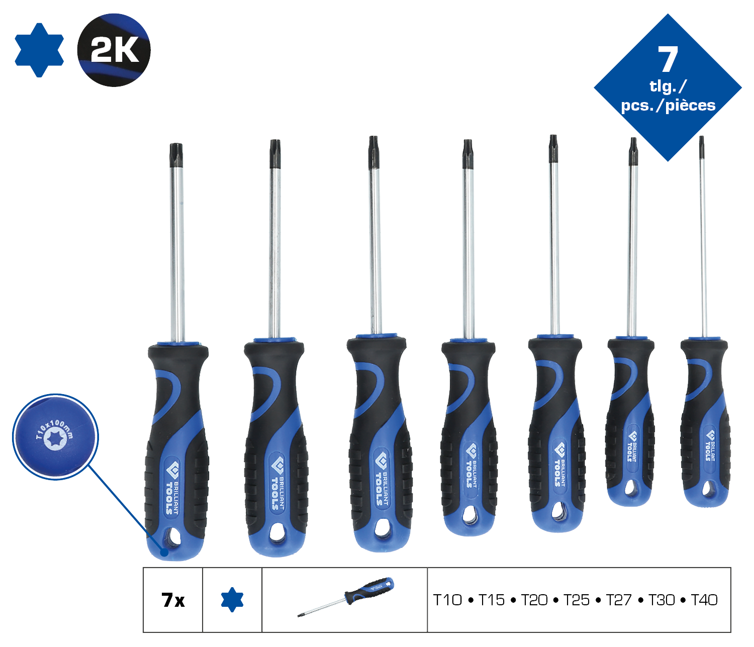 Brilliant Tools Schraubendreher-Satz, 7-tlg, Torx-Profil - BT034007