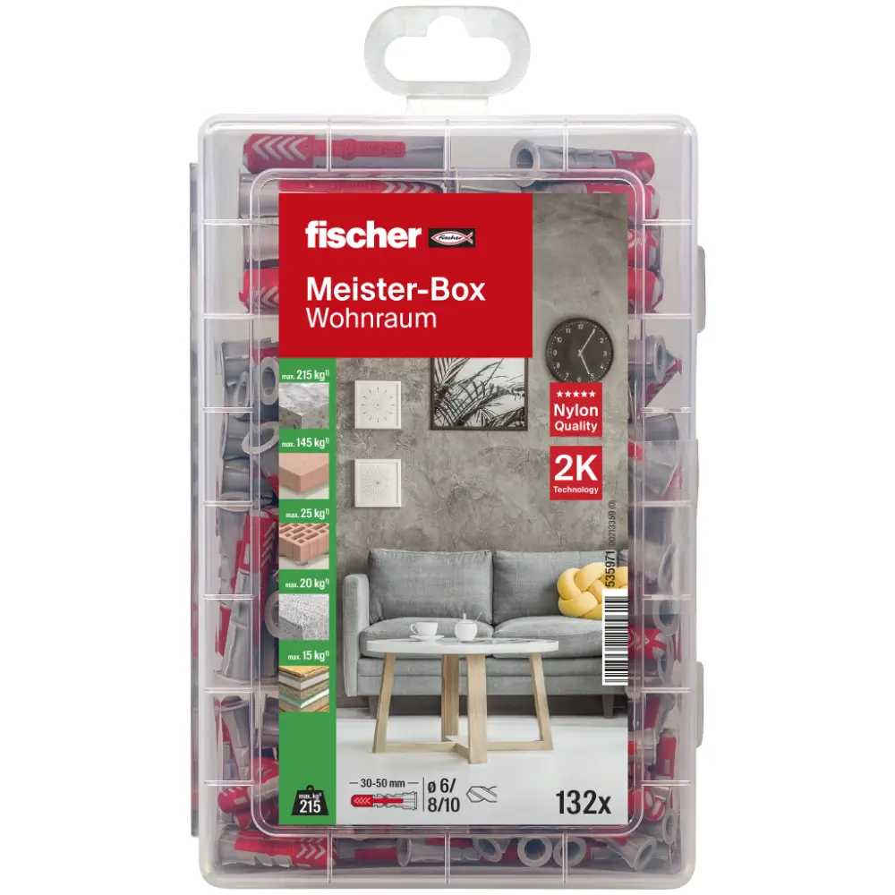 Fischer Dübelsortiment Meister-Box Wohnraum (132 Teile)