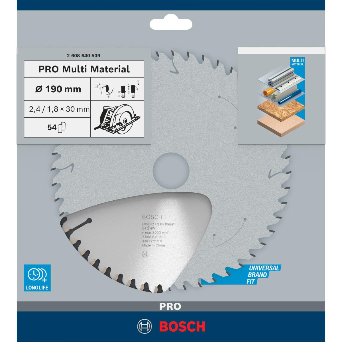 Bosch PRO Kreissägeblatt Multi Material für Handkreissägen