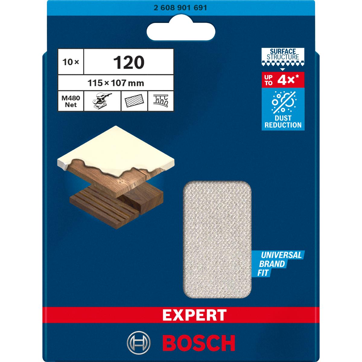 Bosch EXPERT M480 Schleifnetz, 115 x 107 mm, 10 Stück