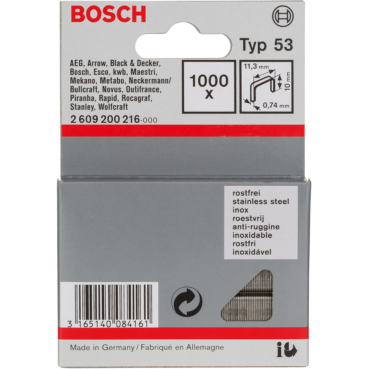 Bosch Feindrahtklammer Typ 55, 11,4mm breit, rostfrei