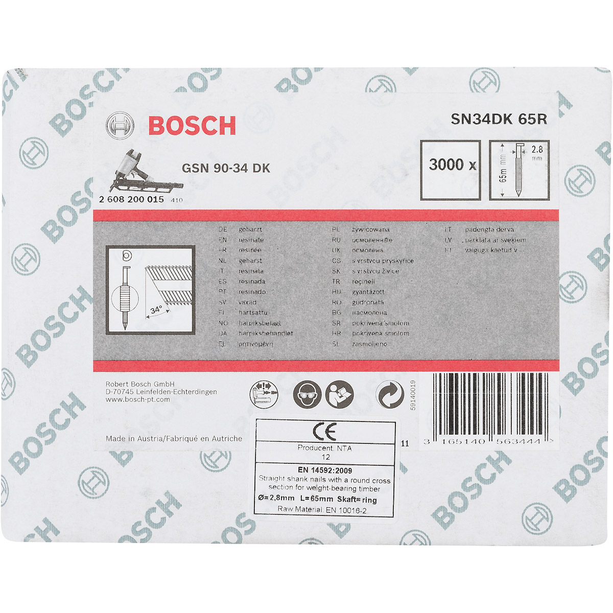 Bosch D-Kopf Streifennagel, blank, gerillt