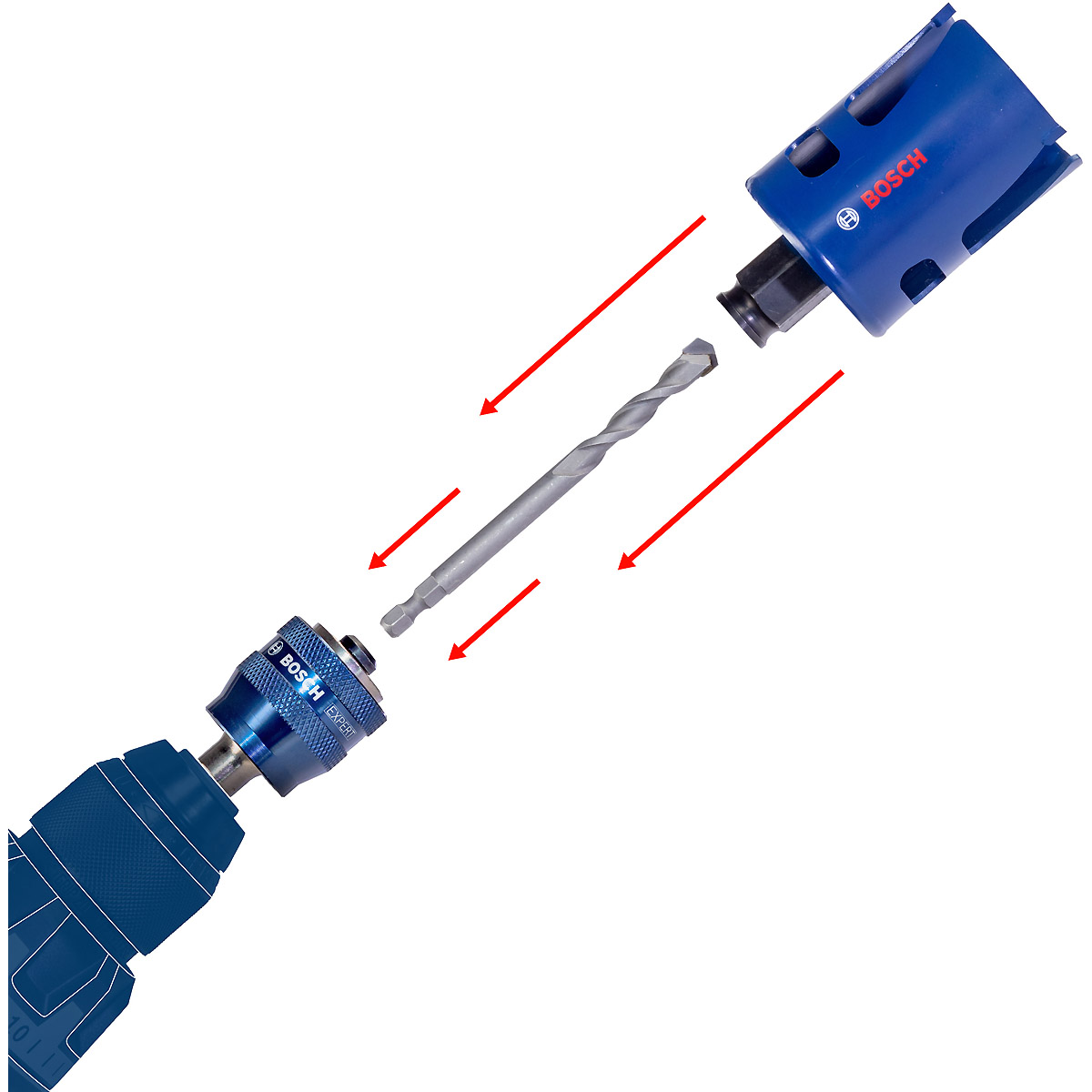 Bosch EXPERT Power Change Plus Aufnahme mit Vorbohrer, HEX Schaft 8,7mm, HSS-Co, 7,15x25x65mm, 2-teiliges Set