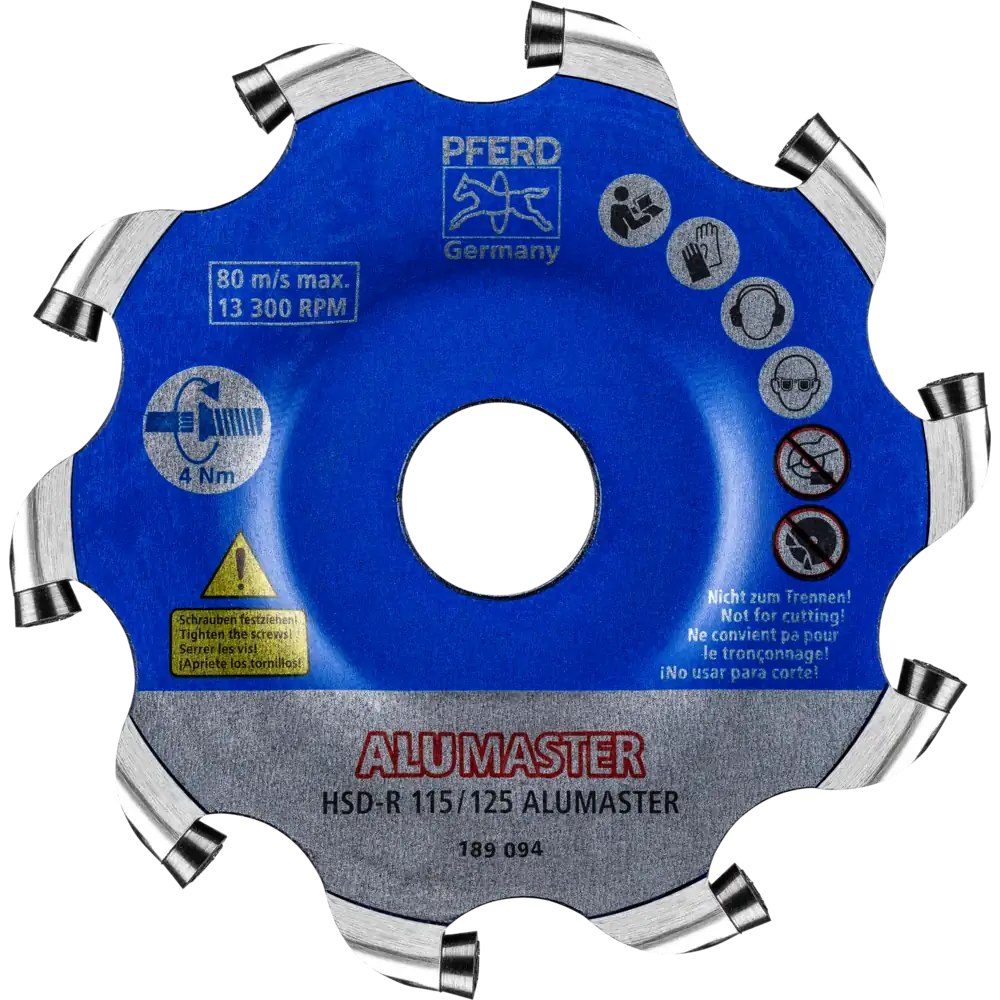 PFERD TOOLS Hochleistungsfrässcheibe ALUMASTER R Ø 115 mm für Winkelschleifer Alu Bearbeitung HICOAT