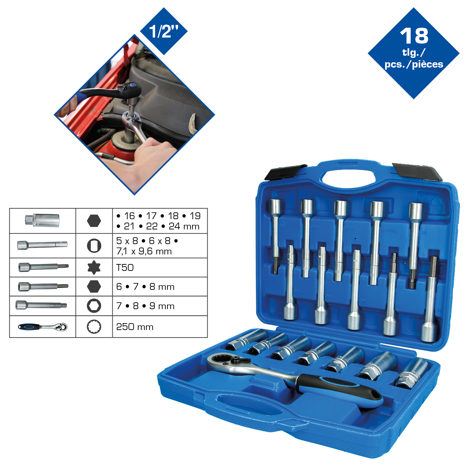 Brilliant Tools Stoßdämpfer-Werkzeug-Satz, 18-tlg - BT651250
