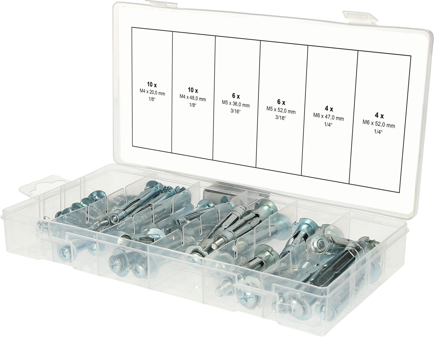 KS Tools Sortiment Spreiz- und Ankerdübel, M4x20mm - M6x52mm, 40-tlg