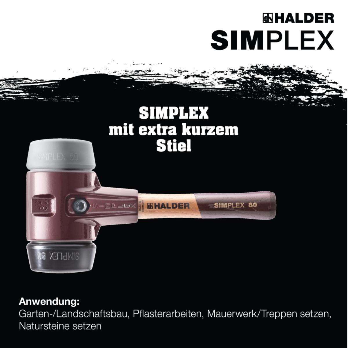 HALDER SIMPLEX - Schonhammer mit TE-Gehäuse und Holzstiel, Gummikomposition / TPE-mid