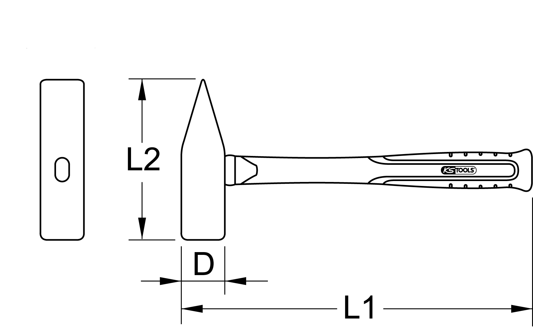 KS Tools BRONZEplus Handhammer, amerikanische Form, Hickorystiel