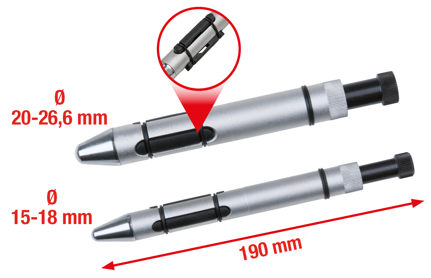 KS Tools Kupplungs-Zentrierdorn-Satz Ø 15,0 - 26,6 mm, 2-tlg