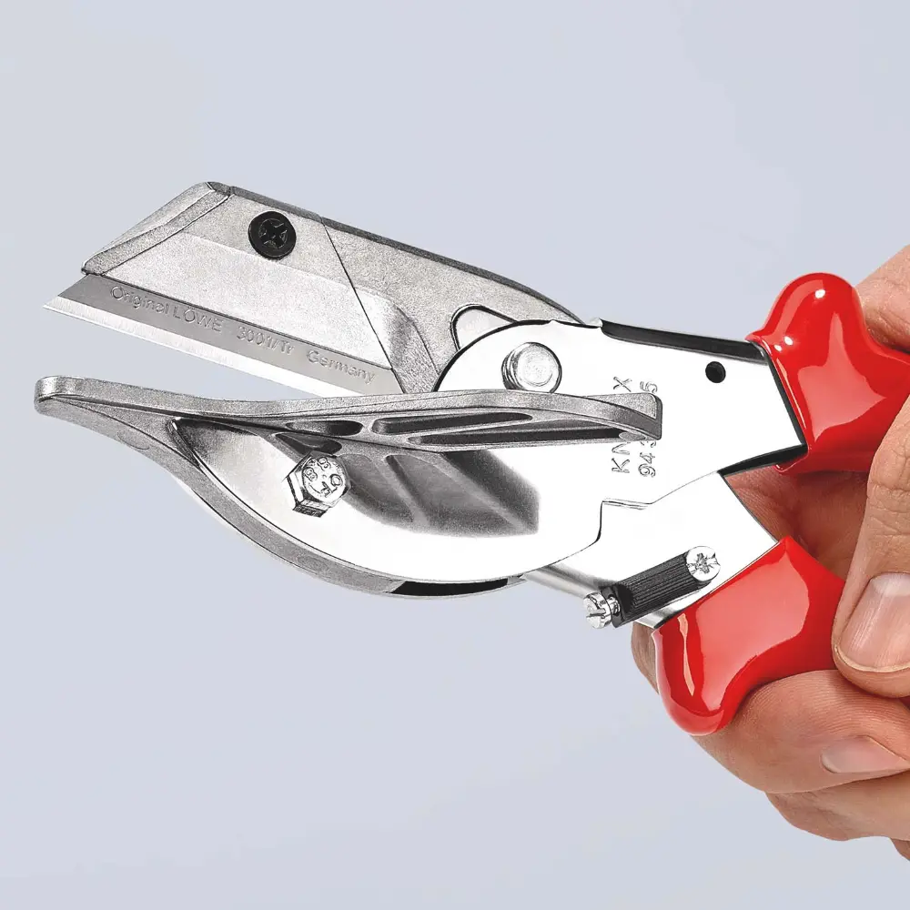 KNIPEX Gehrungsschere für Kunststoff- und Gummiprofile mit Kunststoff-Hüllen verchromt 215 mm