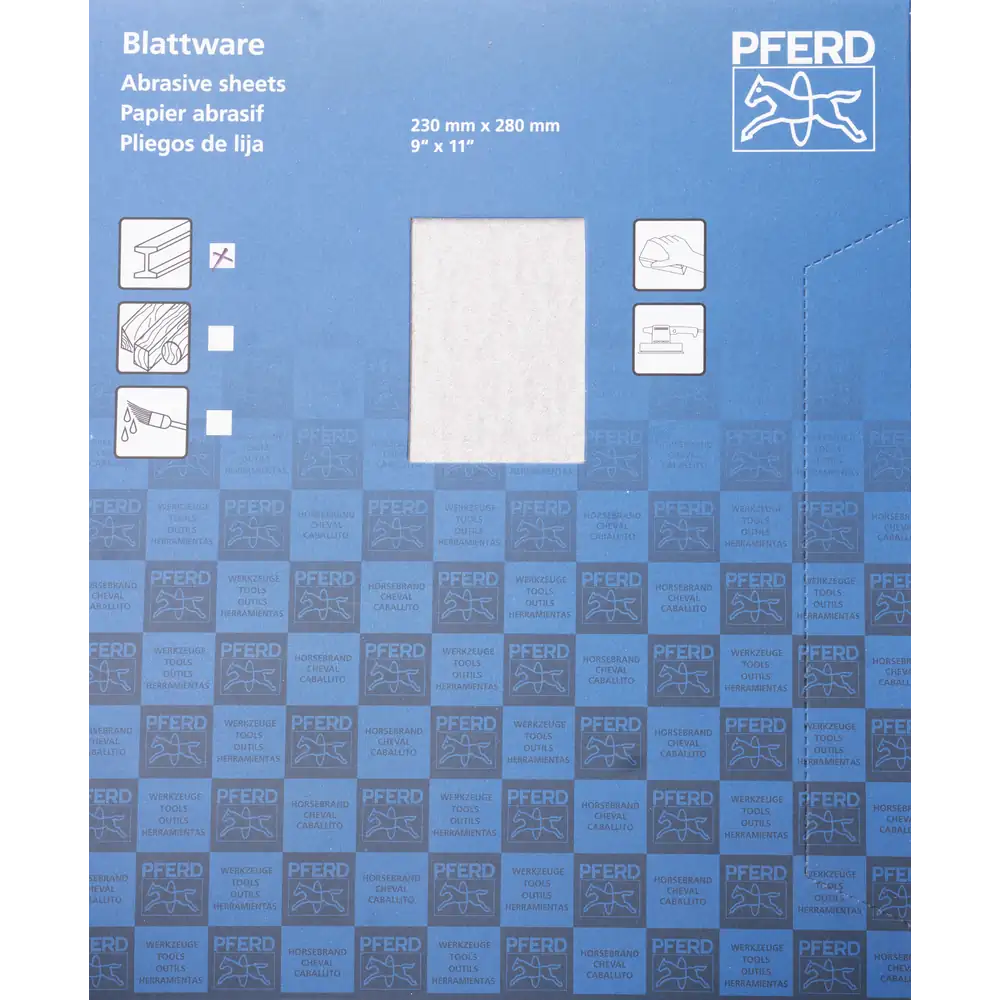 PFERD TOOLS Universal Papier Schleifbogen Korund 230x280mm BP ECO AC A180 mit Antihaftbeschichtung