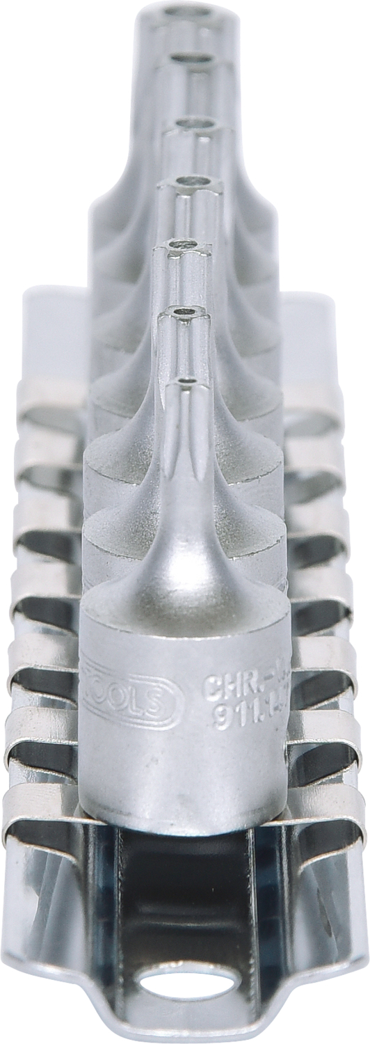 KS Tools 1/4" Bit-Stecknuss-Satz für Fünfstern-Schrauben, 7-tlg mit Stirnlochbohrung