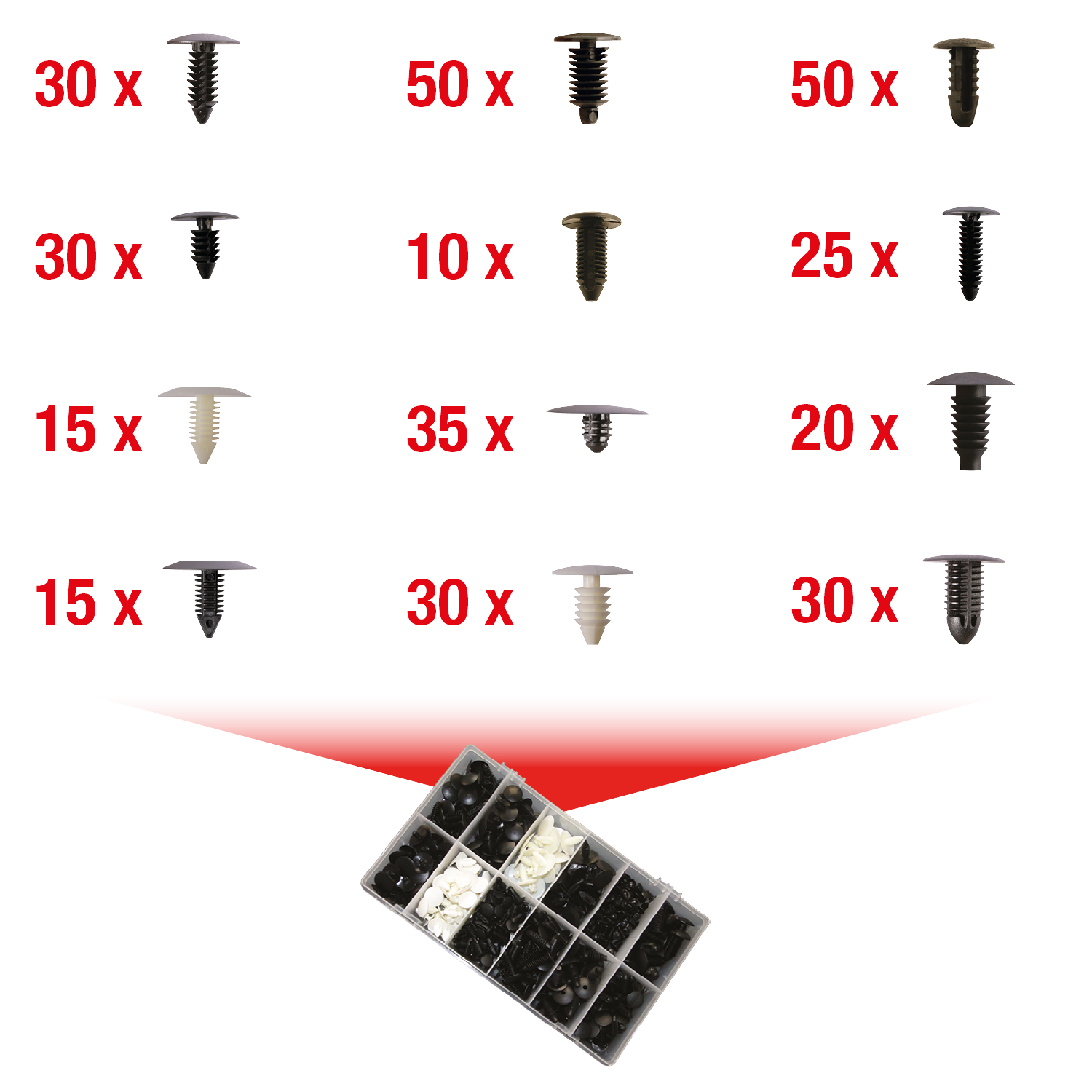 KS Tools Befestigungs-Clip-Satz für Kabelbäume, 340-tlg