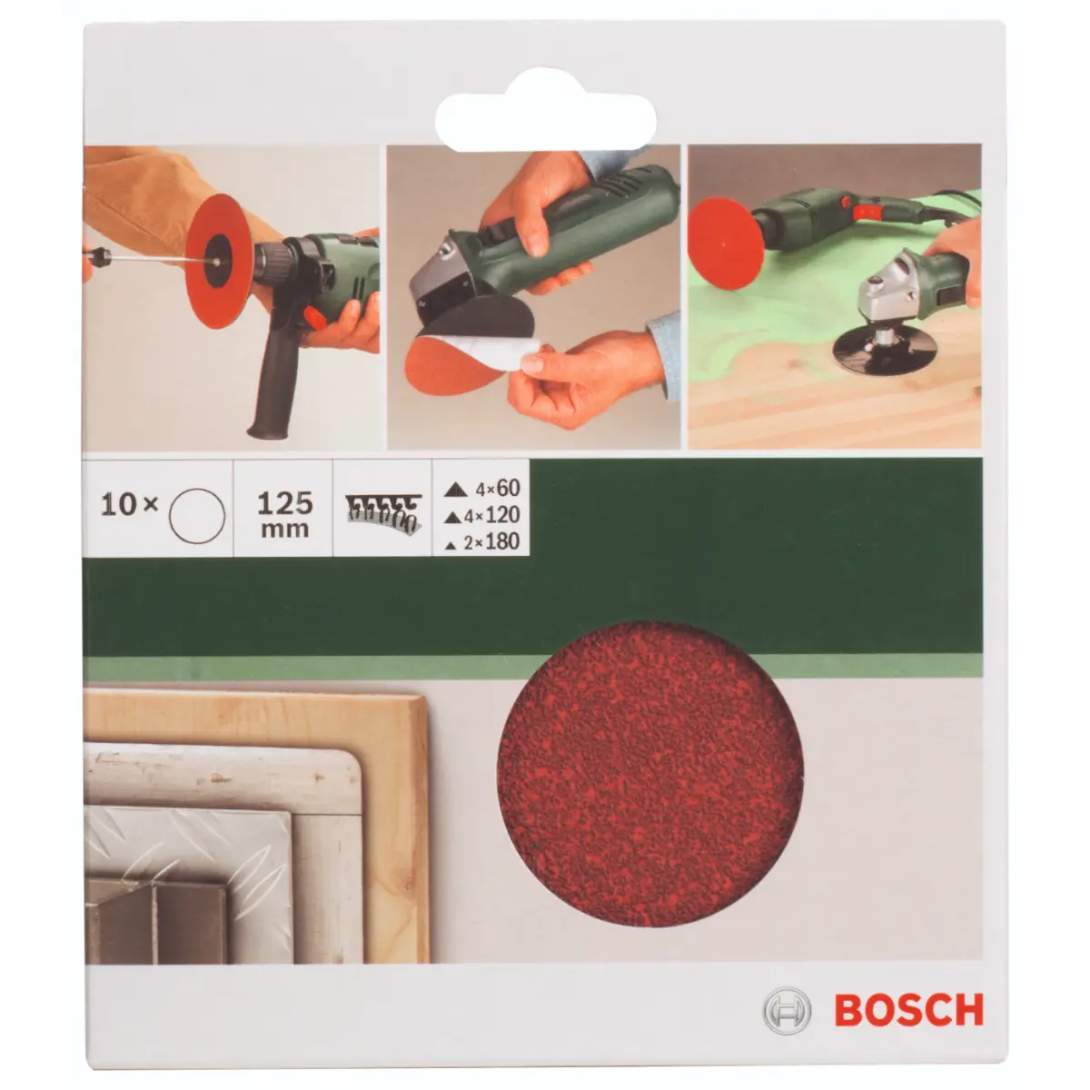 Bosch Schleifblatt-Set für Winkelschleifer und Bohrmaschine D=125mm, K=60-180, 10-tlg