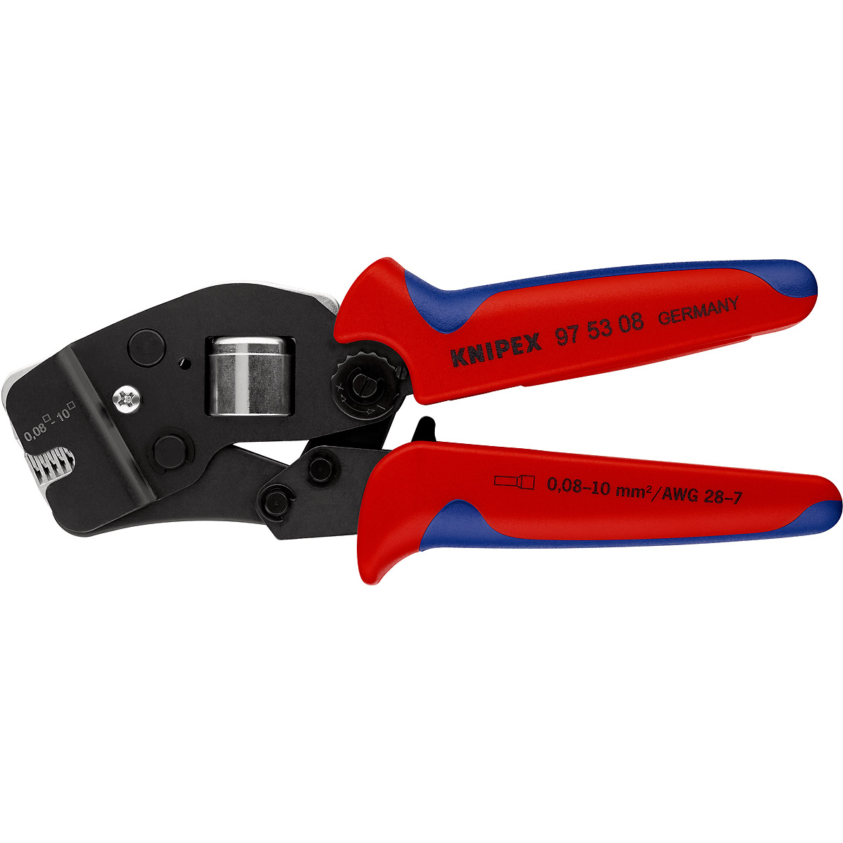 KNIPEX Selbsteinstellende Crimpzange für Aderendhülsen Vierkant-Crimp brüniert