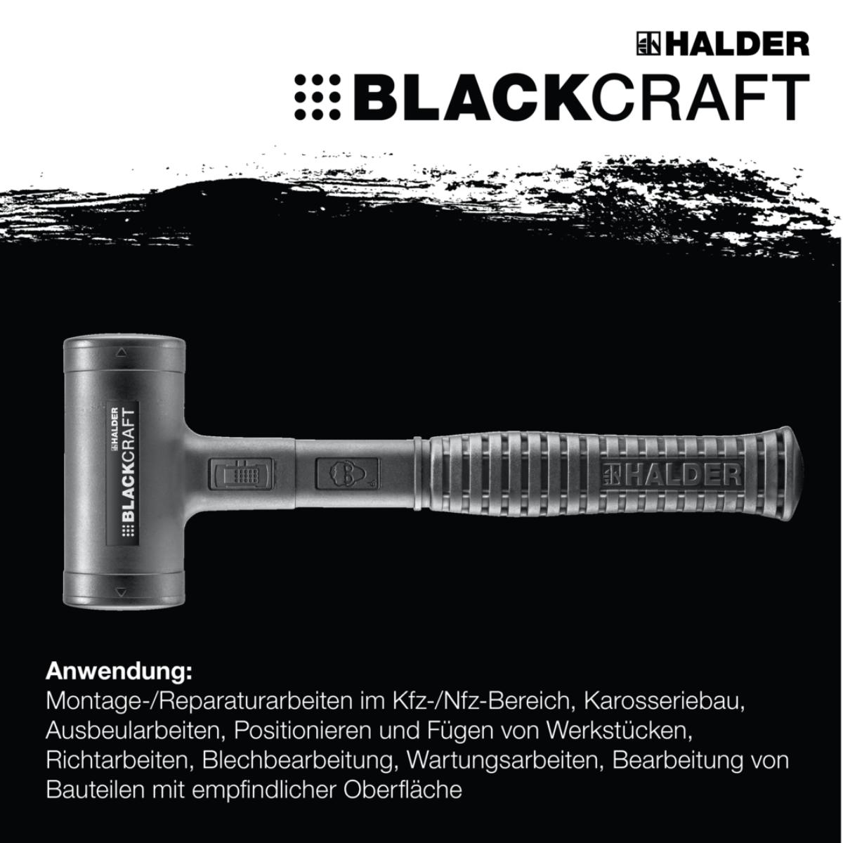 HALDER BLACKCRAFT - Schonhammer mit bruchsicherem Stahlrohrstiel, ergonomisch und rutschsicher