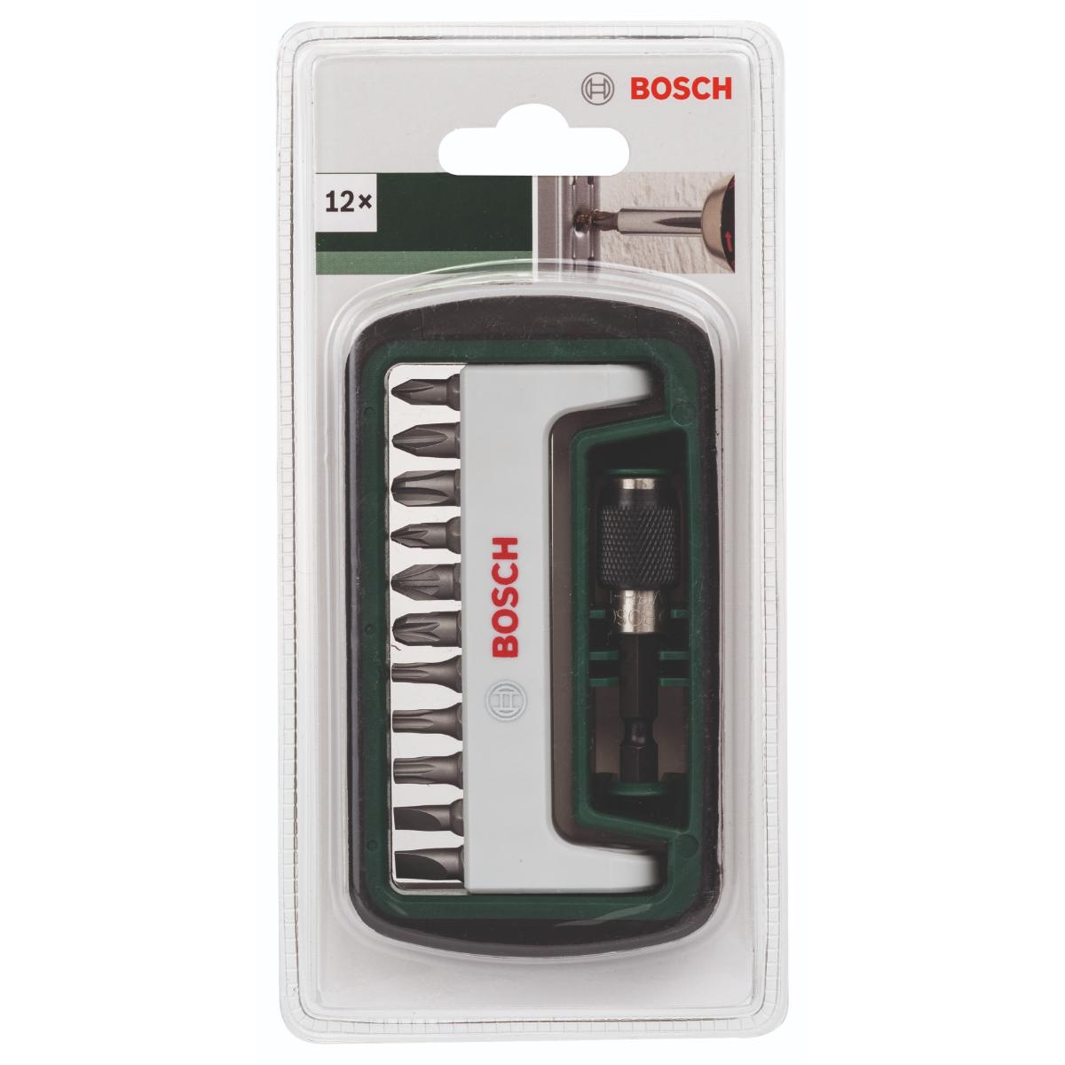 Bosch Schrauberbit-Set Standard, gemischt (S, PH, PZ, T), 12-tlg.