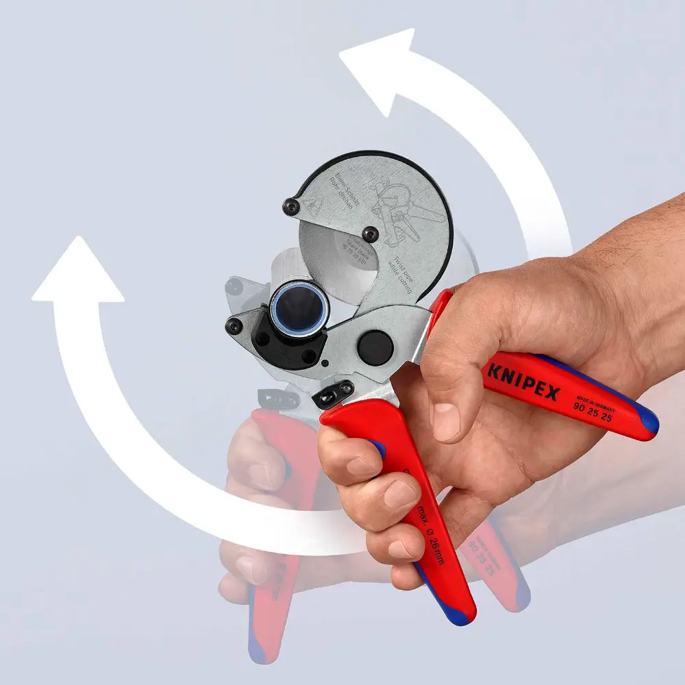 KNIPEX Rohrschneider für Verbund- und Kunststoffrohre mit Mehrkomponenten-Hüllen verchromt 210 mm
