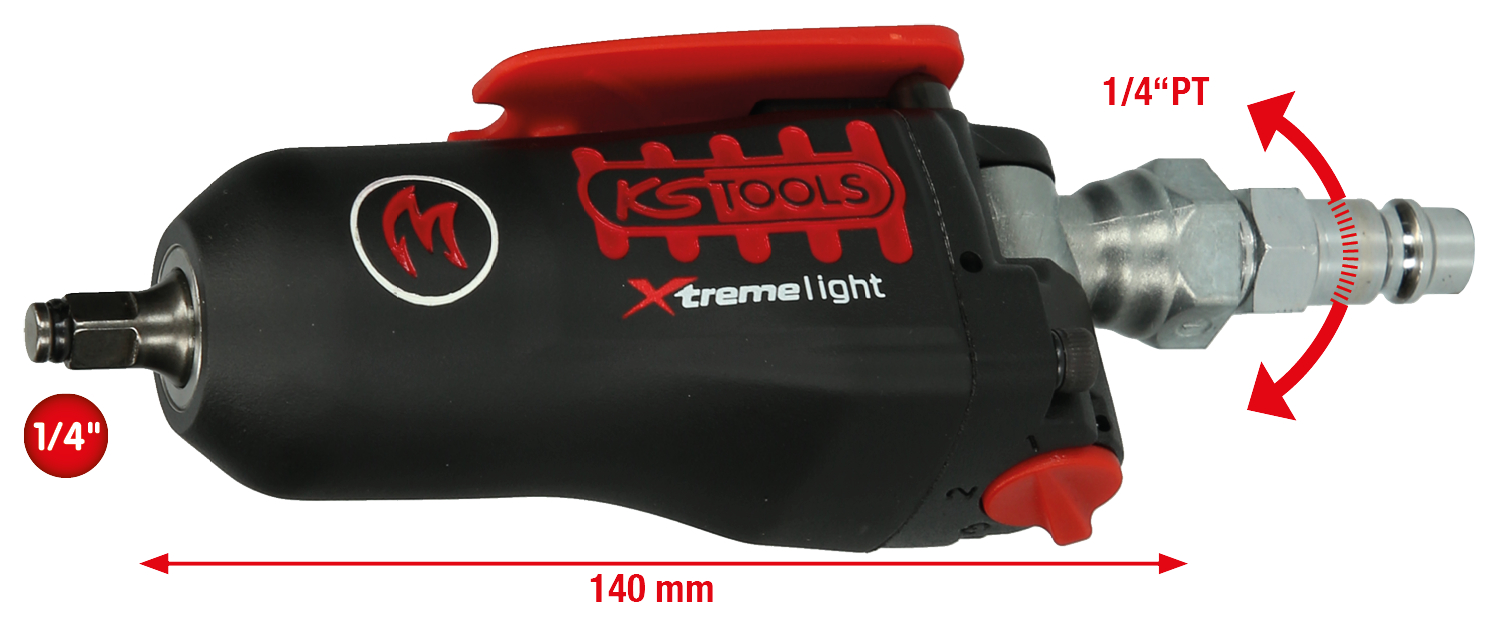 KS Tools 1/4" MONSTER Xtremelight Mini-Druckluft-Schlagschrauber mit Umschaltwippe, 108Nm