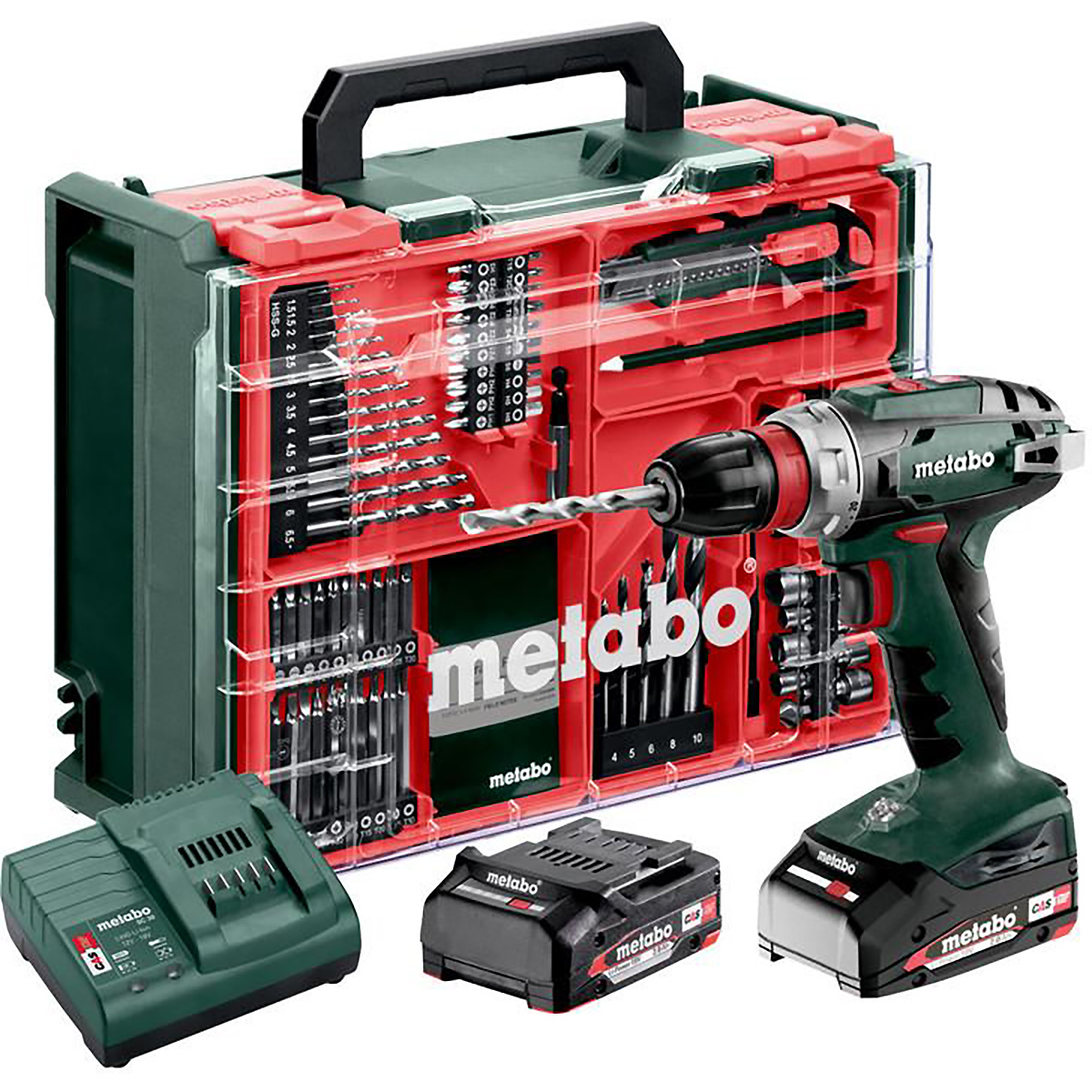 Metabo Akku-Bohrschrauber BS 18 Quick Set mit 74-teiliger Mobiler Werkstatt - Kunststoffkoffer - 18V
