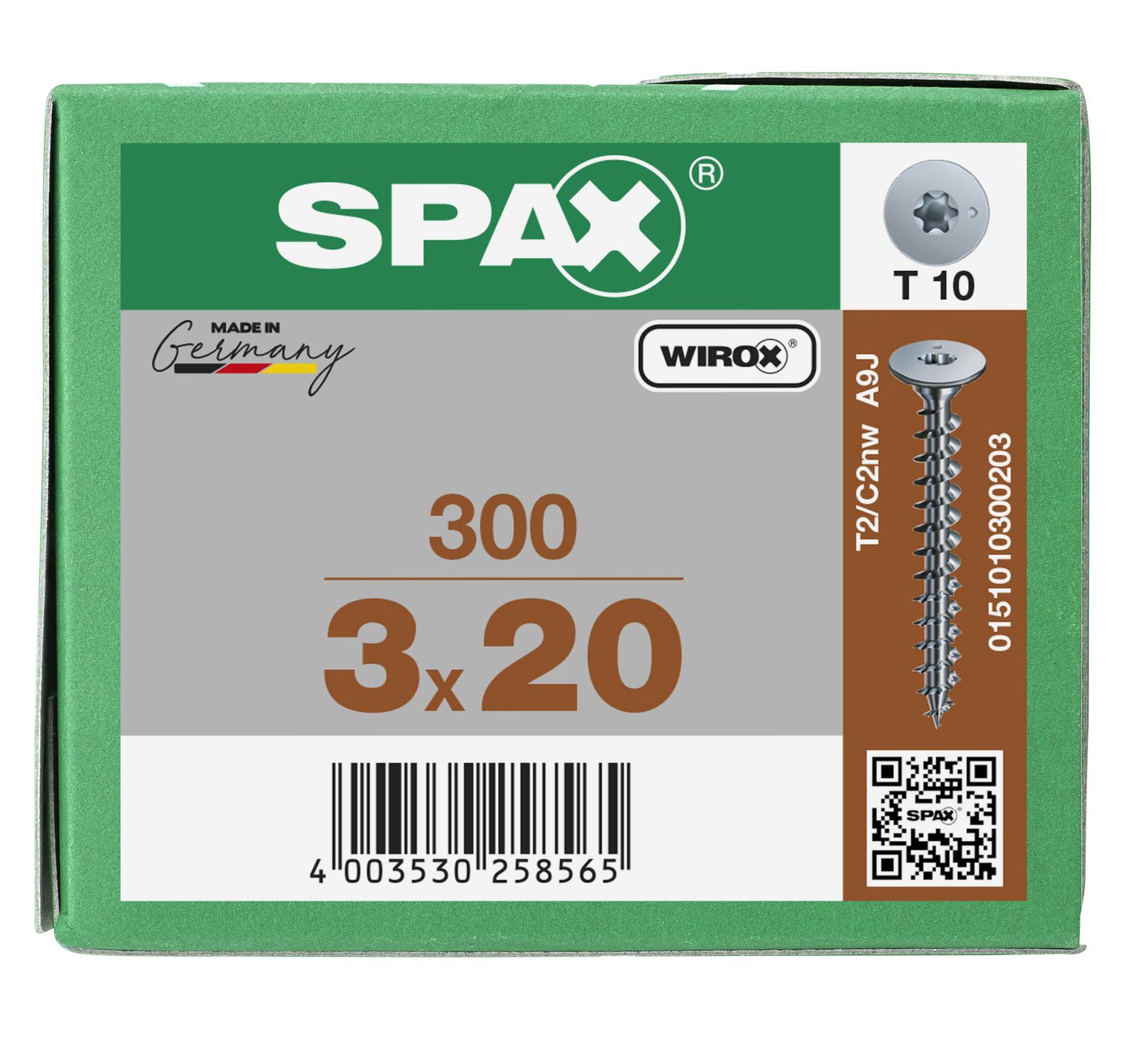 SPAX Rückwandkopf ohne Linse T-Star Plus T10 Vollgewinde WIROX, 300 Stück