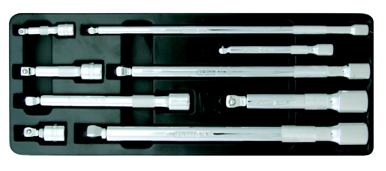 KS Tools 1/4"+3/8"+1/2" CHROMEplus Kipp-Verlängerungs-Satz, 9-tlg