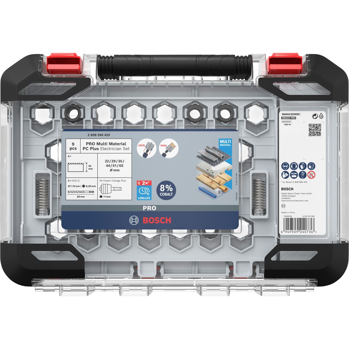 Bosch PRO Multi Material PC Plus Lochsägen-ø 22,29,35,44,51,65 - 9 teiliges Set