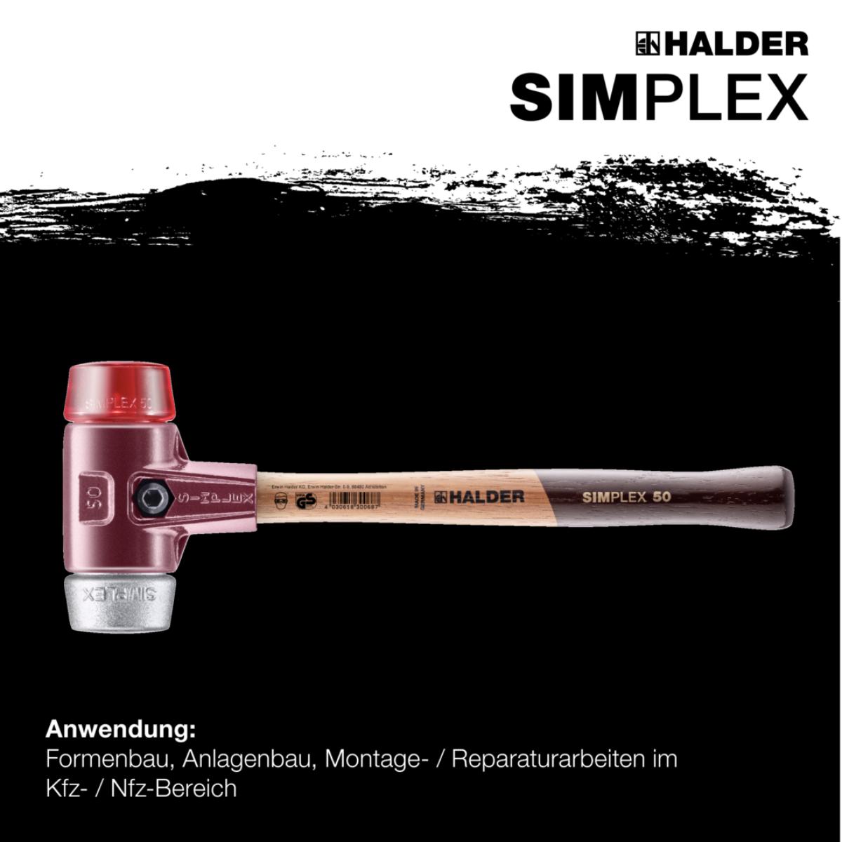 HALDER SIMPLEX - Schonhammer mit Tempergussgehäuse und hochwertigem Holzstiel, Plastik / Weichmetall