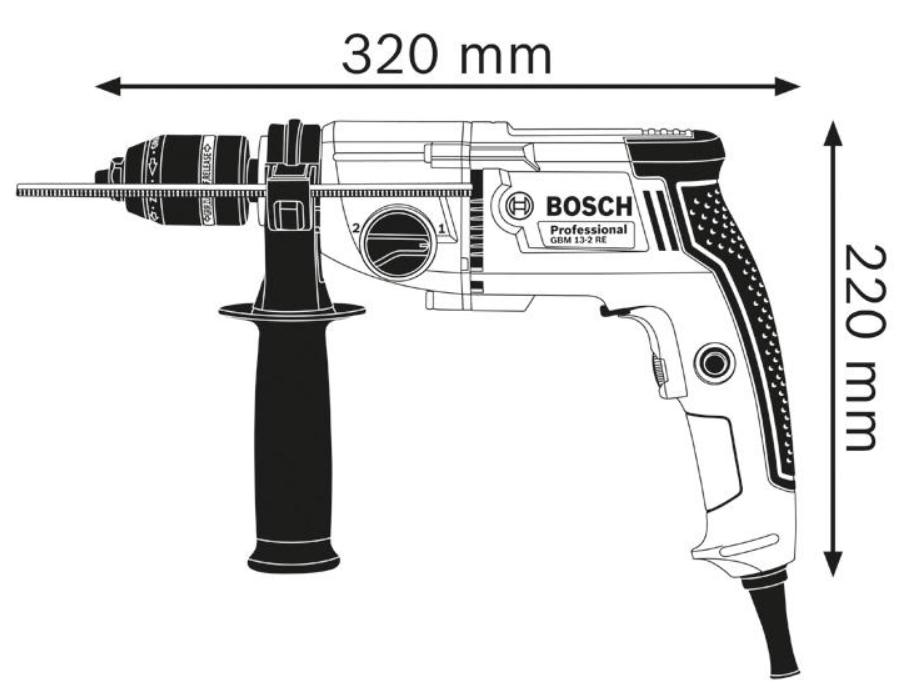 Bosch Bohrmaschine GBM 13-2 RE: Schnellspannbohrfutter, Zusatzhandgriff