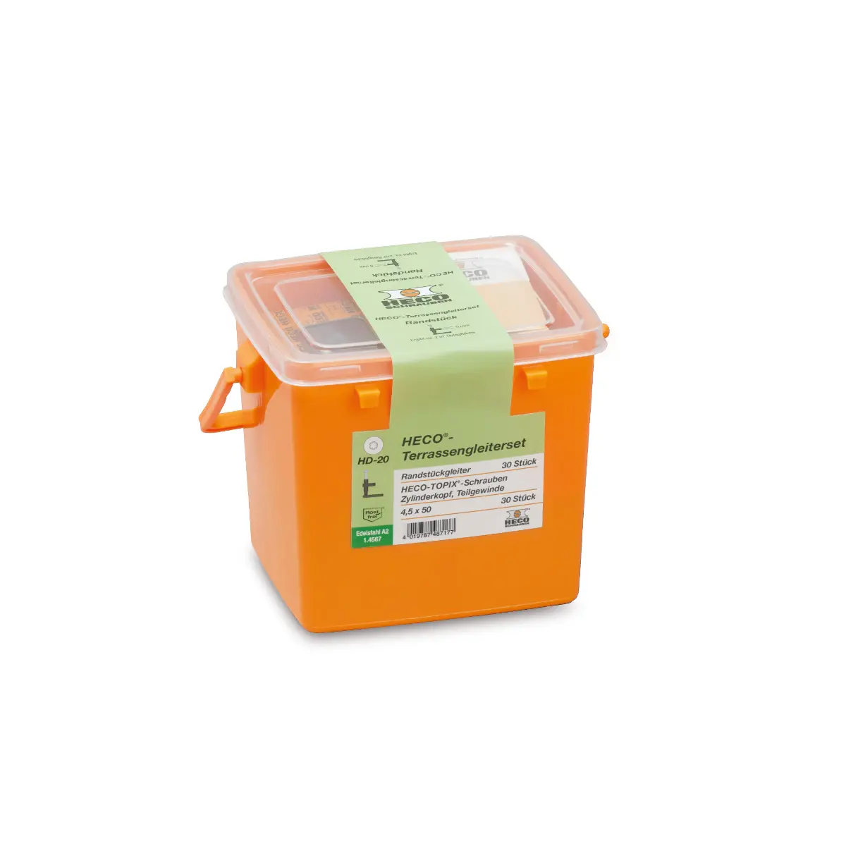 HECO-Terrassengleiterset, 30 x Randstückgleiter, 30 x HT-Terrassengleiterschrauben