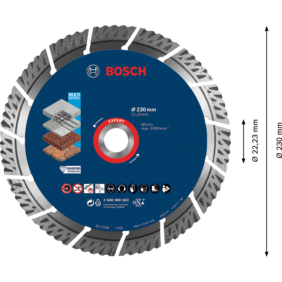 Bosch EXPERT MultiMaterial Diamanttrennscheiben, ür große Winkelschleifer mit Spannmutter