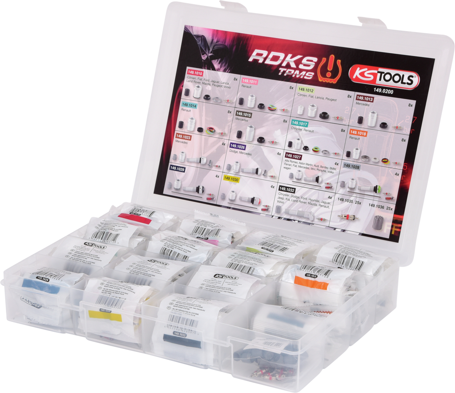 KS Tools RDKS - TPMS Service-Sortiment für Reifendruck-Kontrollsysteme, 142-tlg