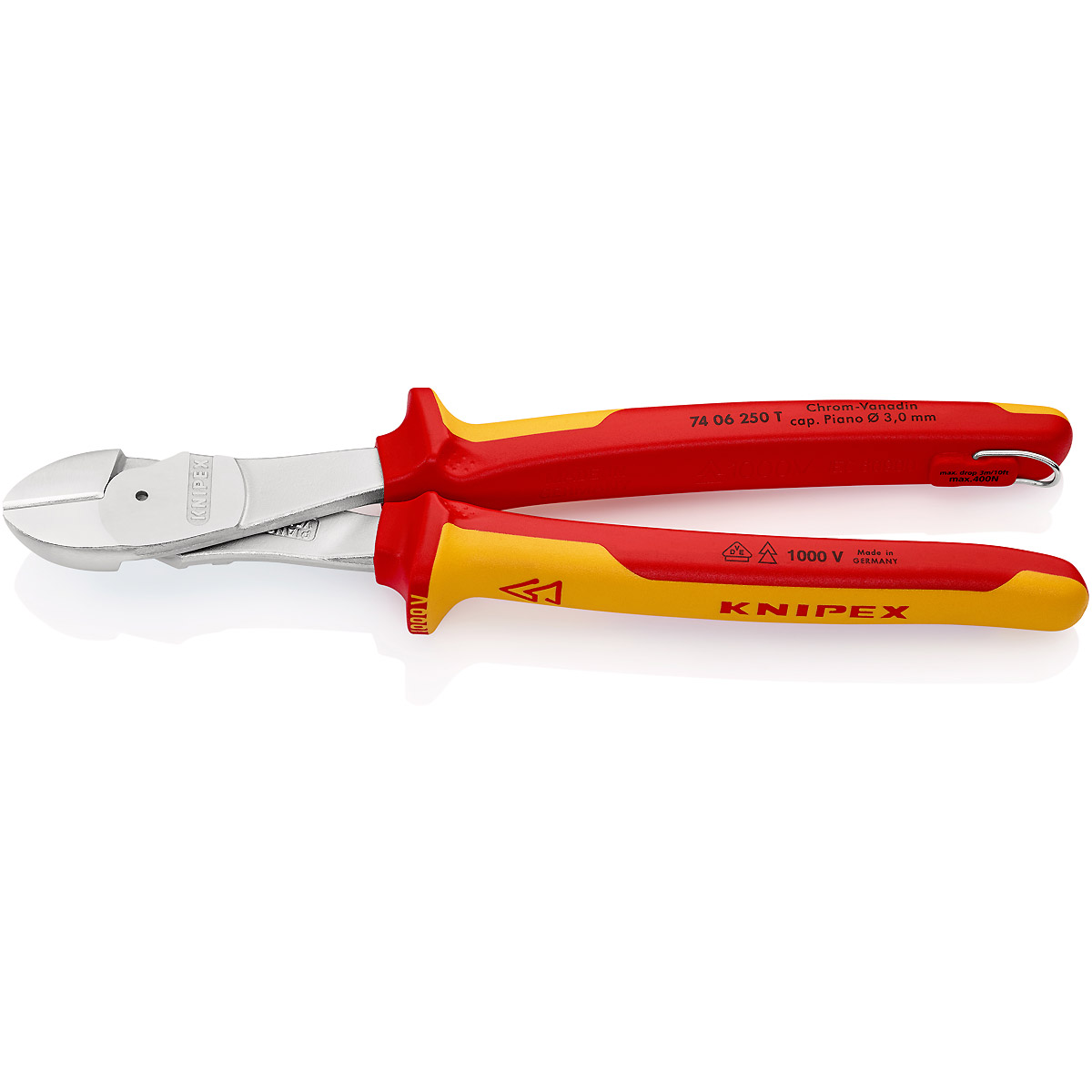KNIPEX Kraft-Seitenschneider mit Befestigungsöse verchromt