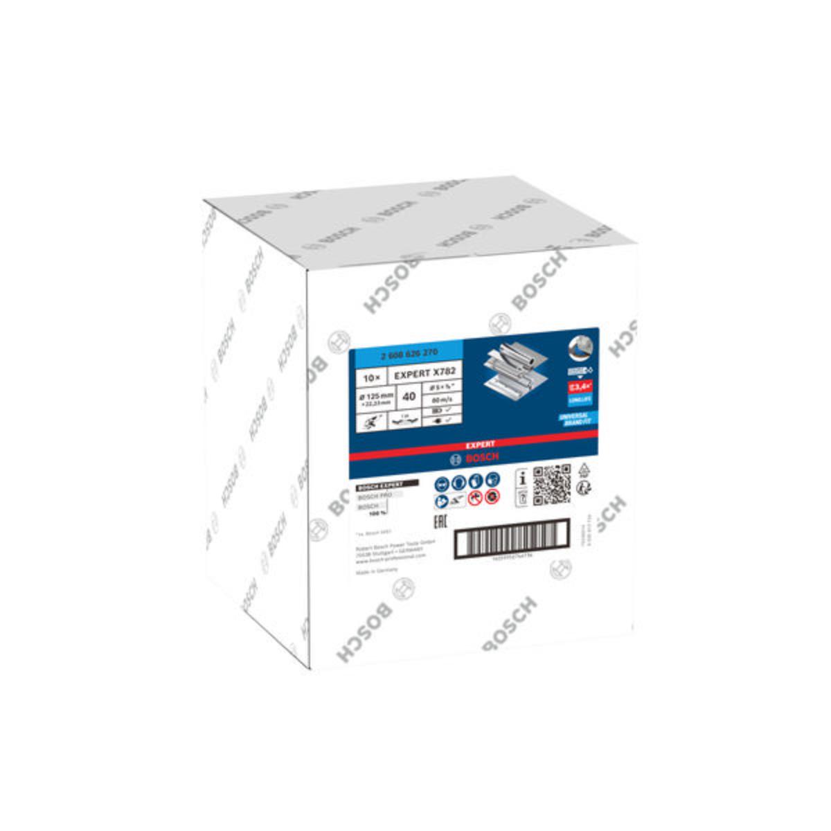 Bosch EXPERT X782 Fächerschleifscheibe, abgewinkelt, 125mm, K40, Bohrung 22,23mm,trimm