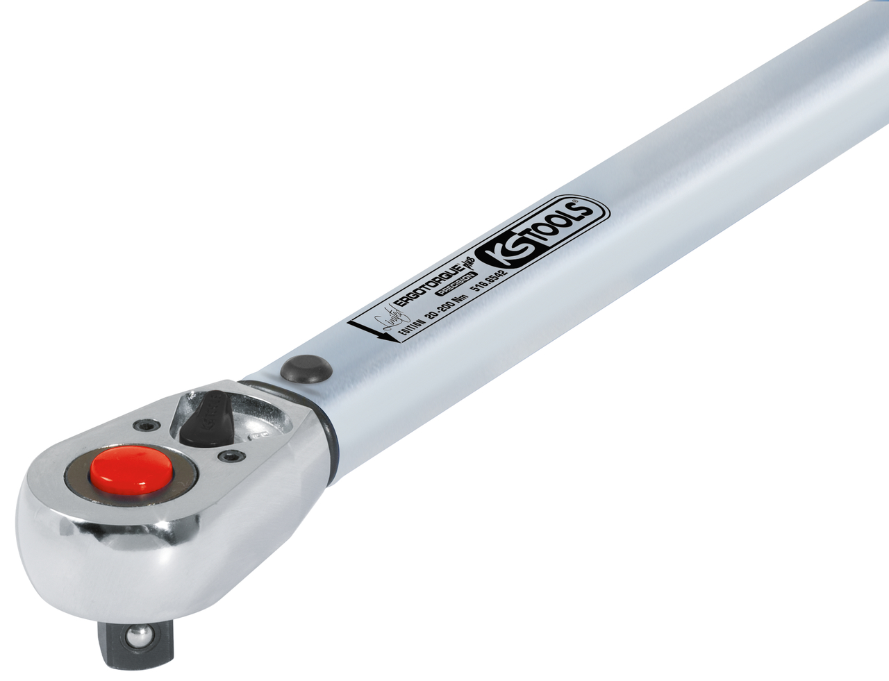 KS Tools 1/2" ERGOTORQUE®precision Ratschen-Drehmomentschlüssel, 40-200Nm, rot