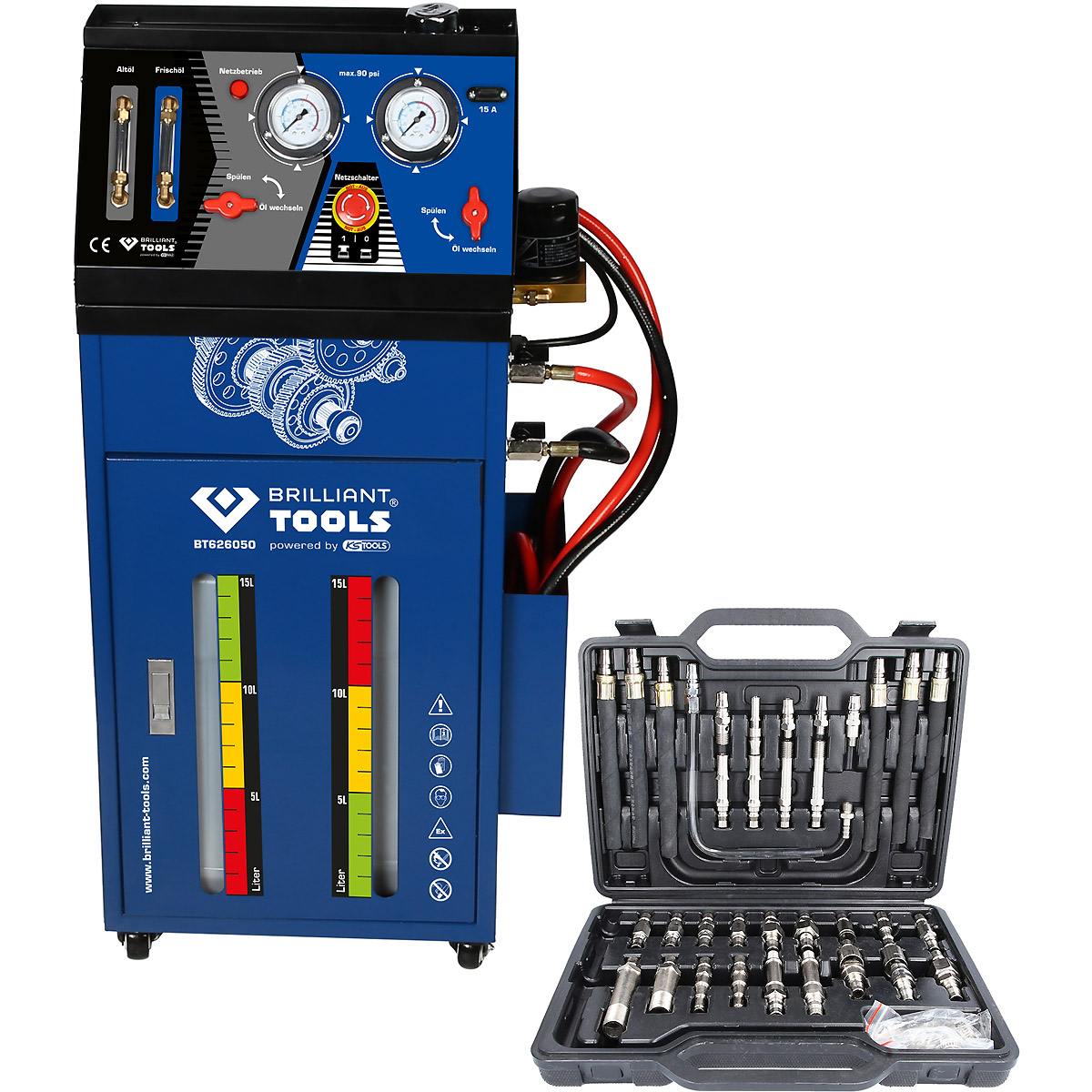 Brilliant Tools Getriebespülgerät für Automatikgetriebe inklusive 35-tlg Adapter-Satz