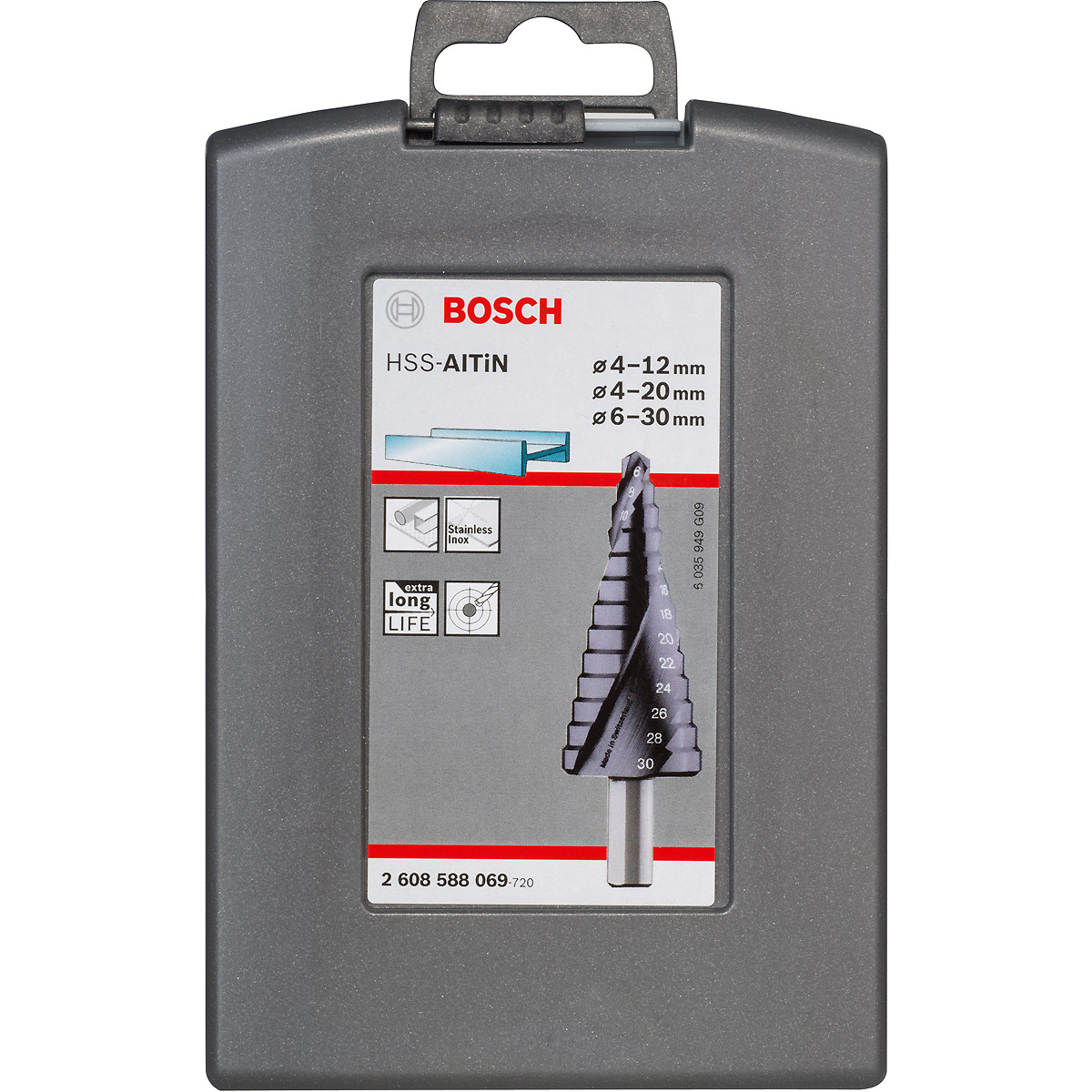 Bosch Stufenbohrer HSS-AlTiN-Set, 3-teilig, 4 - 12 mm, 4 - 20 mm, 6 - 30 mm