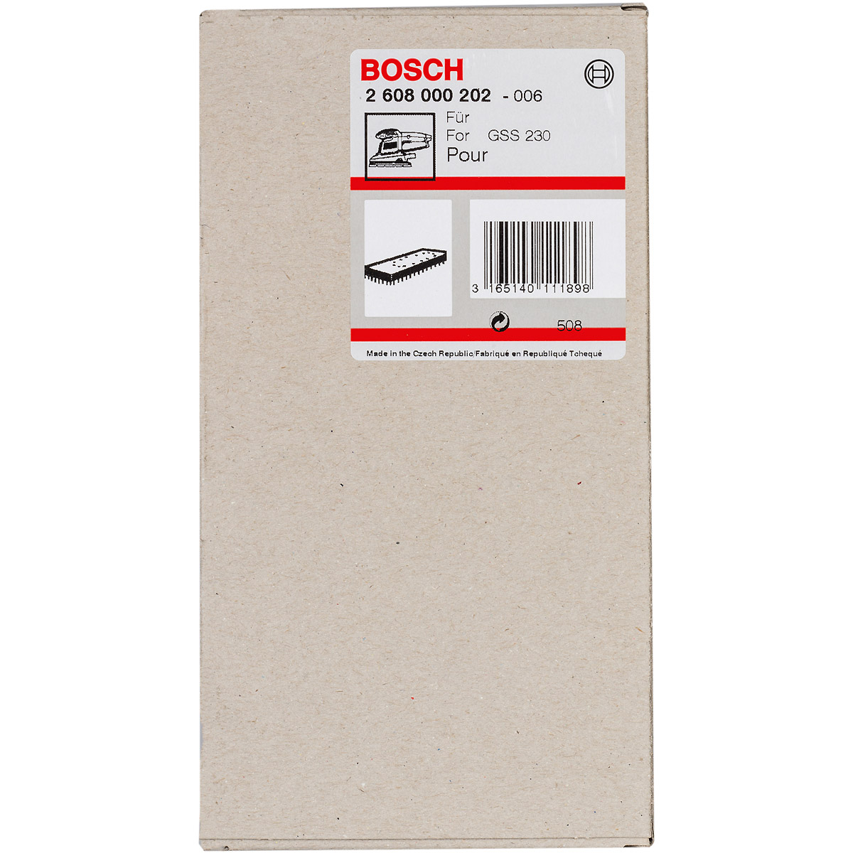 Bosch Schleifplatte 185 x 93 mm, für GSS 230 A, GSS 230 AE, mit Kletthaftung