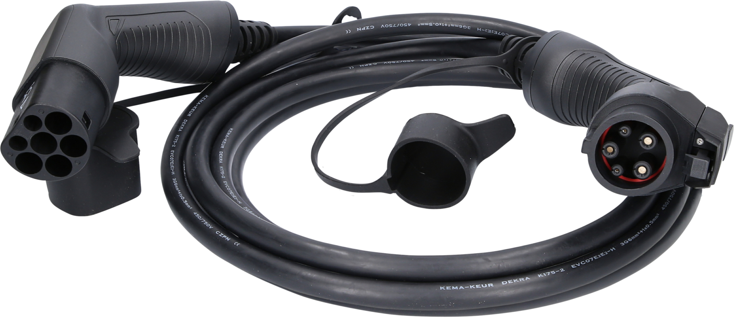 efuturo Ladekabel gerade, Typ 2 auf Typ 1 Stecker, 1 Phase, bis zu 7,4 kW, 32 A, 230 V, Mode 3, 5m