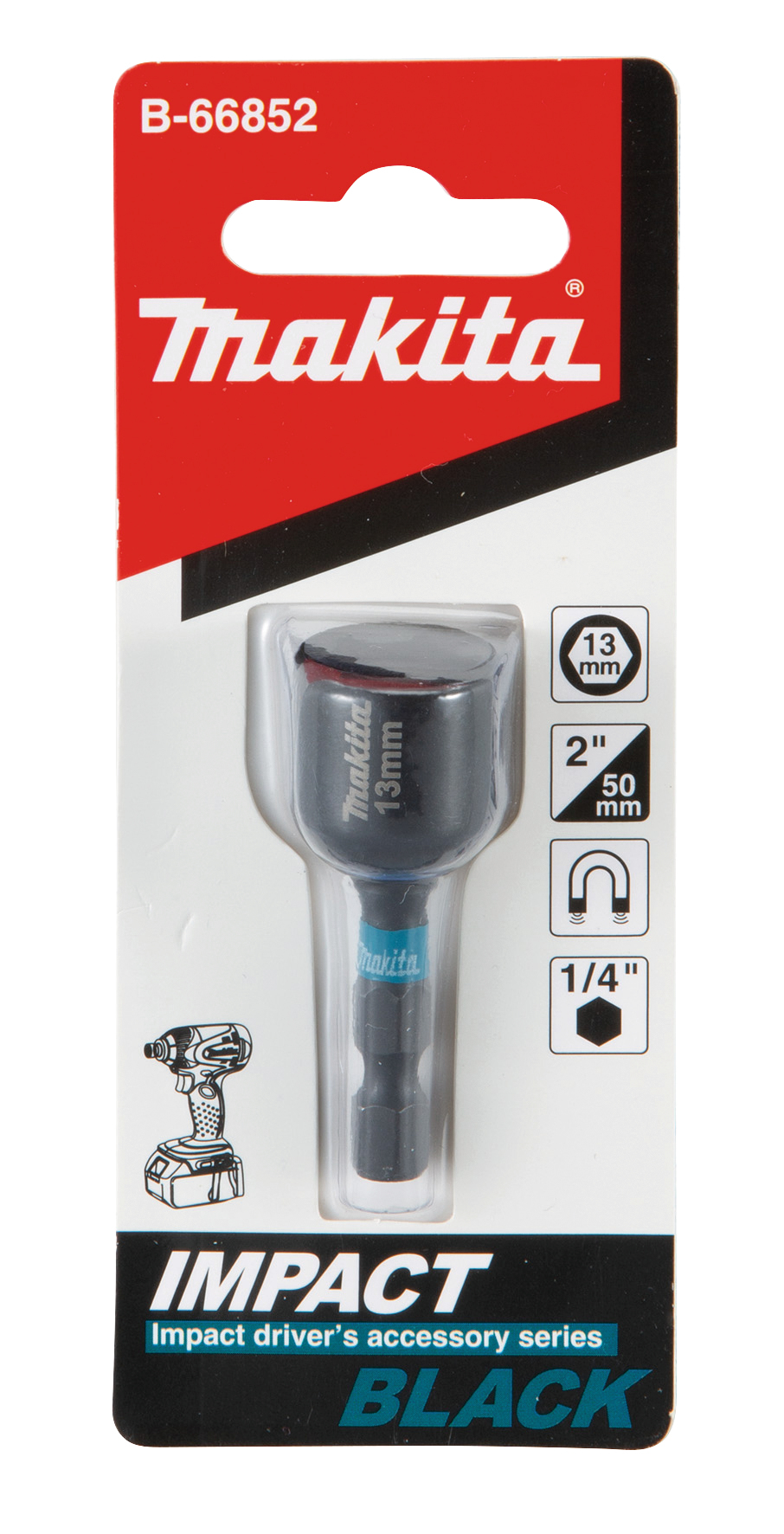 Makita Steckschlüssel 13 mm für 1/4", 1/4" - SW13 - magnetisch - 1 Stück - B-66852
