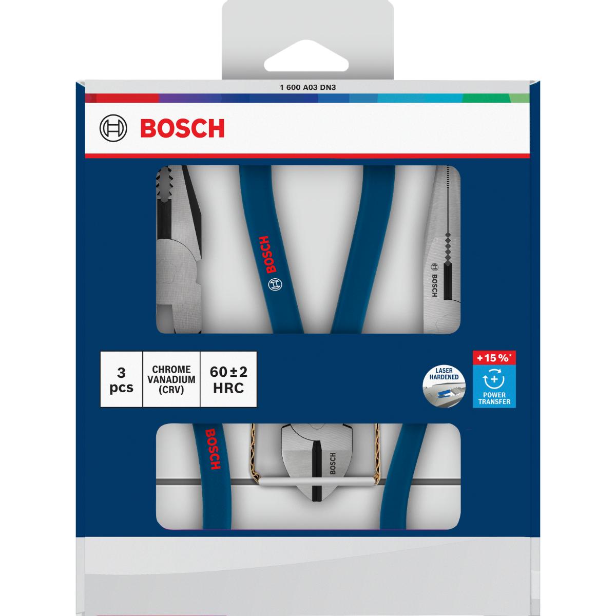 Bosch Zangen, tauchbeschichtete, rutschfeste Griffe, 3-teilges Set