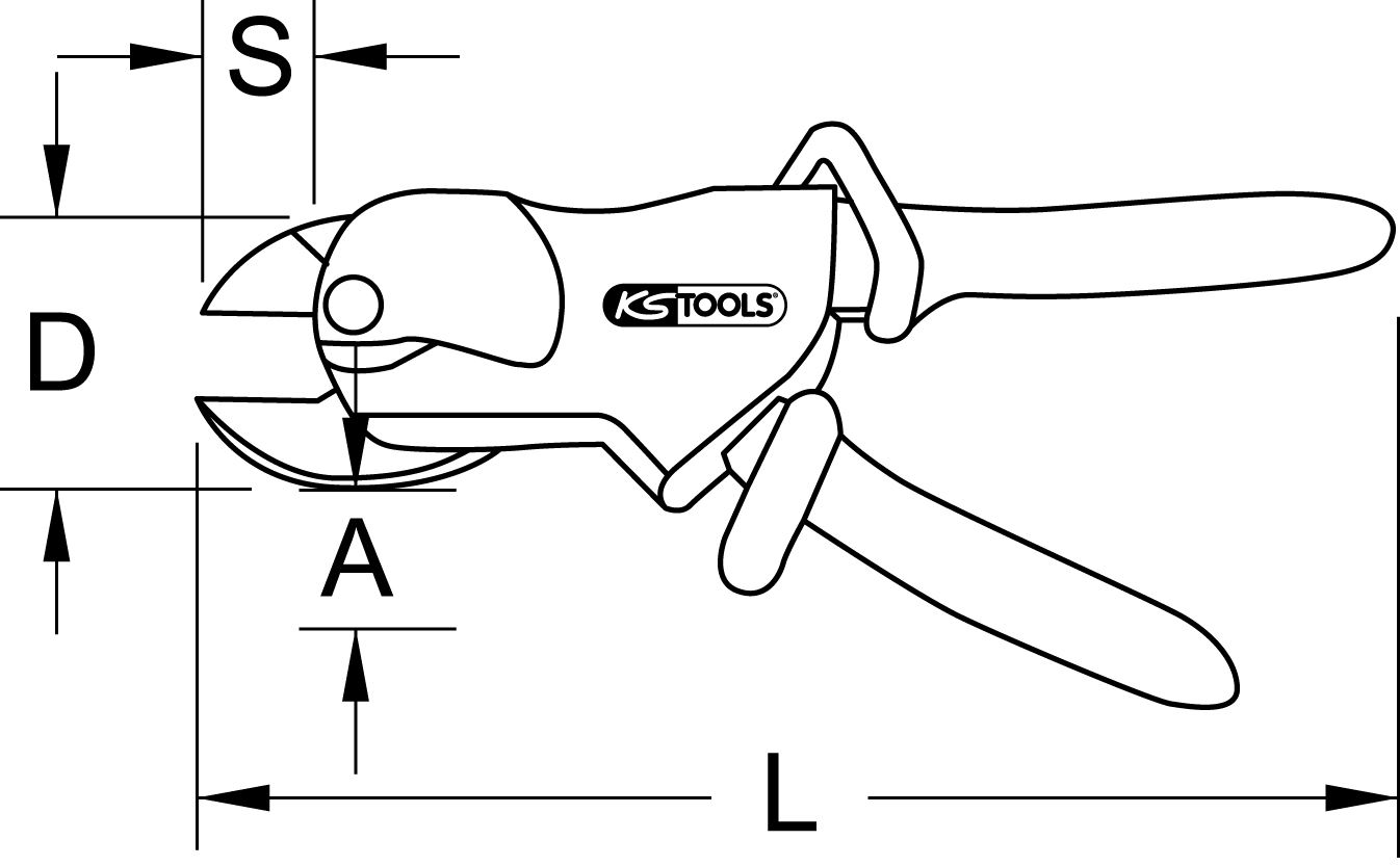 KS Tools Einhand-Ratschenkabelschere mit Schutzisolierung