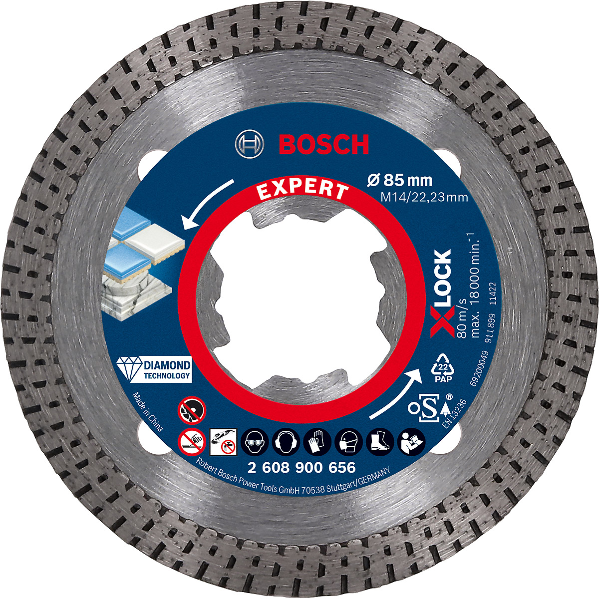 Bosch EXPERT HardCeramic X-LOCK Diamanttrennscheiben für kleine Winkelschleifer, 85x22.23x1.6x7