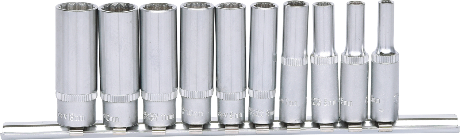 KS Tools 1/4" 12-kant-Stecknuss-Satz, lang, 10-tlg
