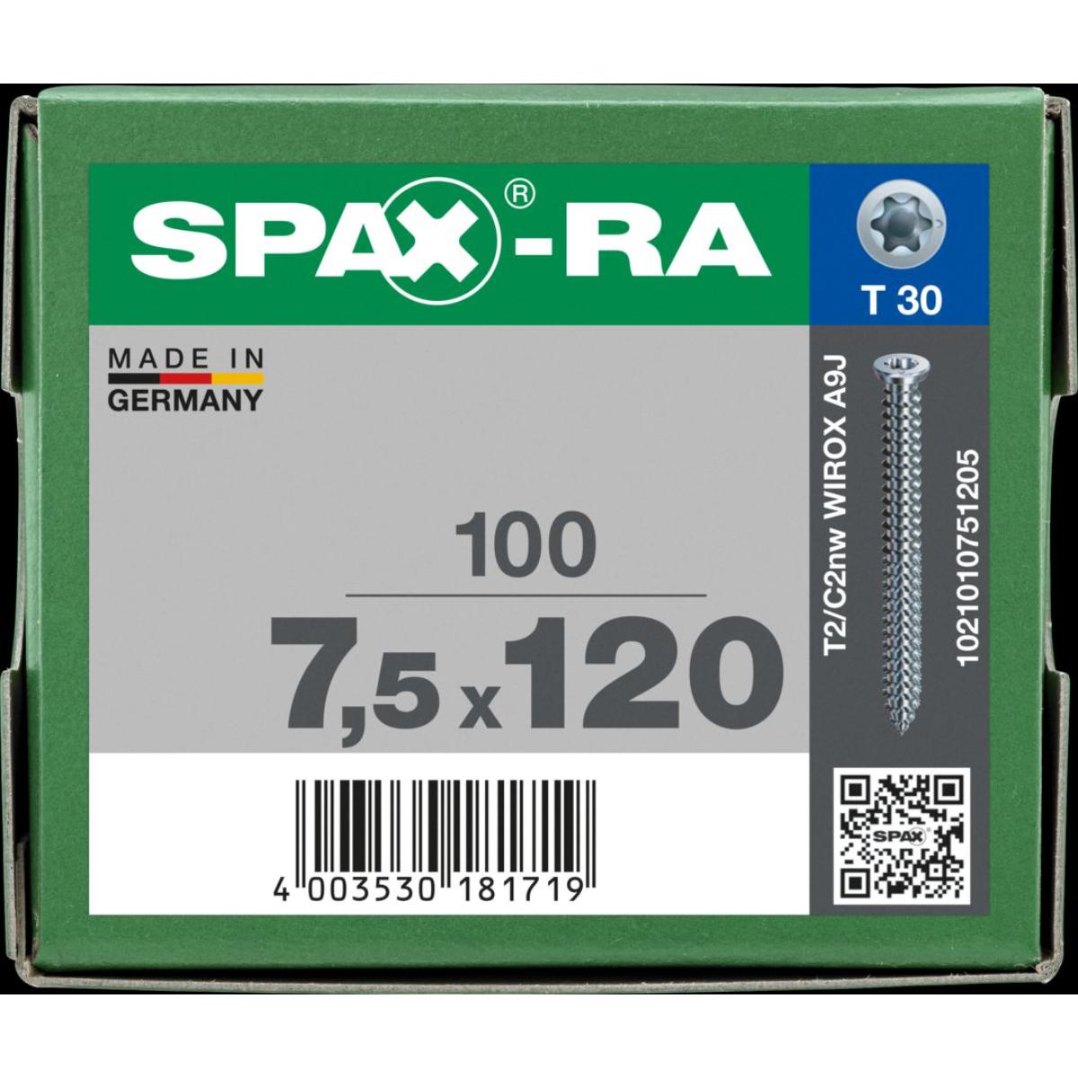 SPAX-Ra Flachsenkkopf T-Star Plus T30 Vollgewinde WIROX, 100 Stück