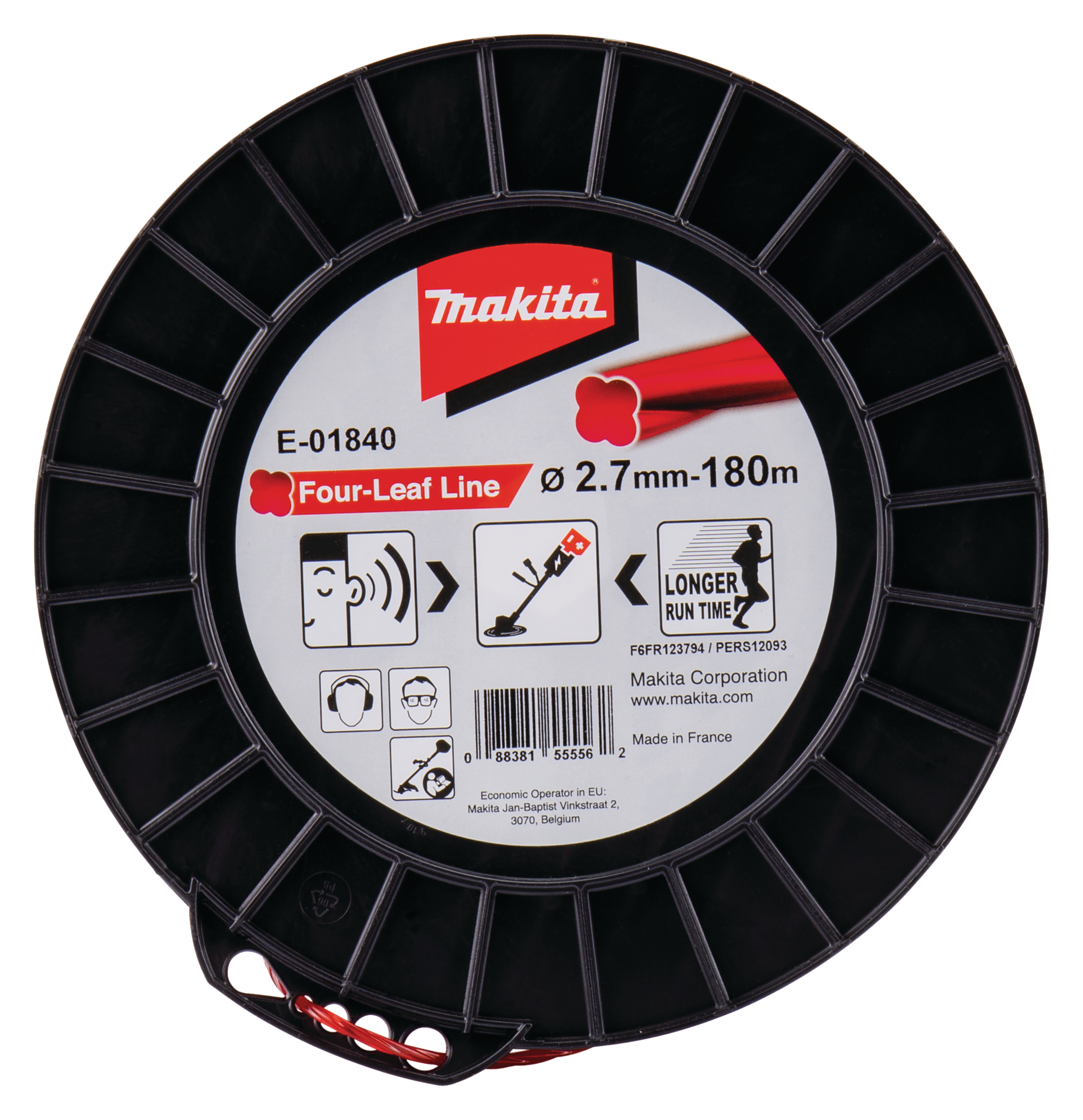 Makita Mähfaden Four-Leaf, 2,7 mm - 180 m - rot - E-01840