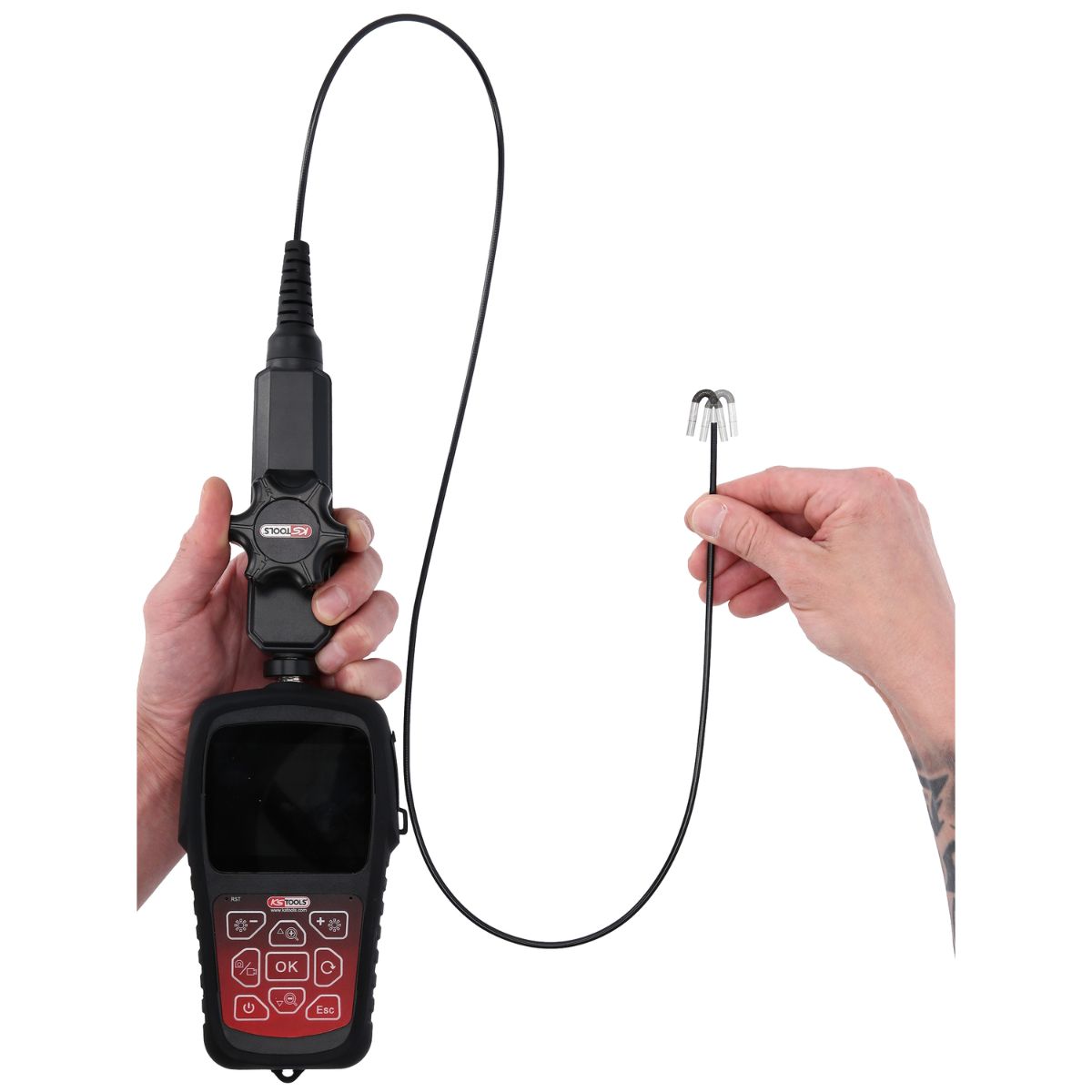 KS Tools HD-Videoskop-Satz mit Durchmesser 3,9 mm 180 + 0 Grad HD Frontkamera-Sonde, flexible PVC Hü