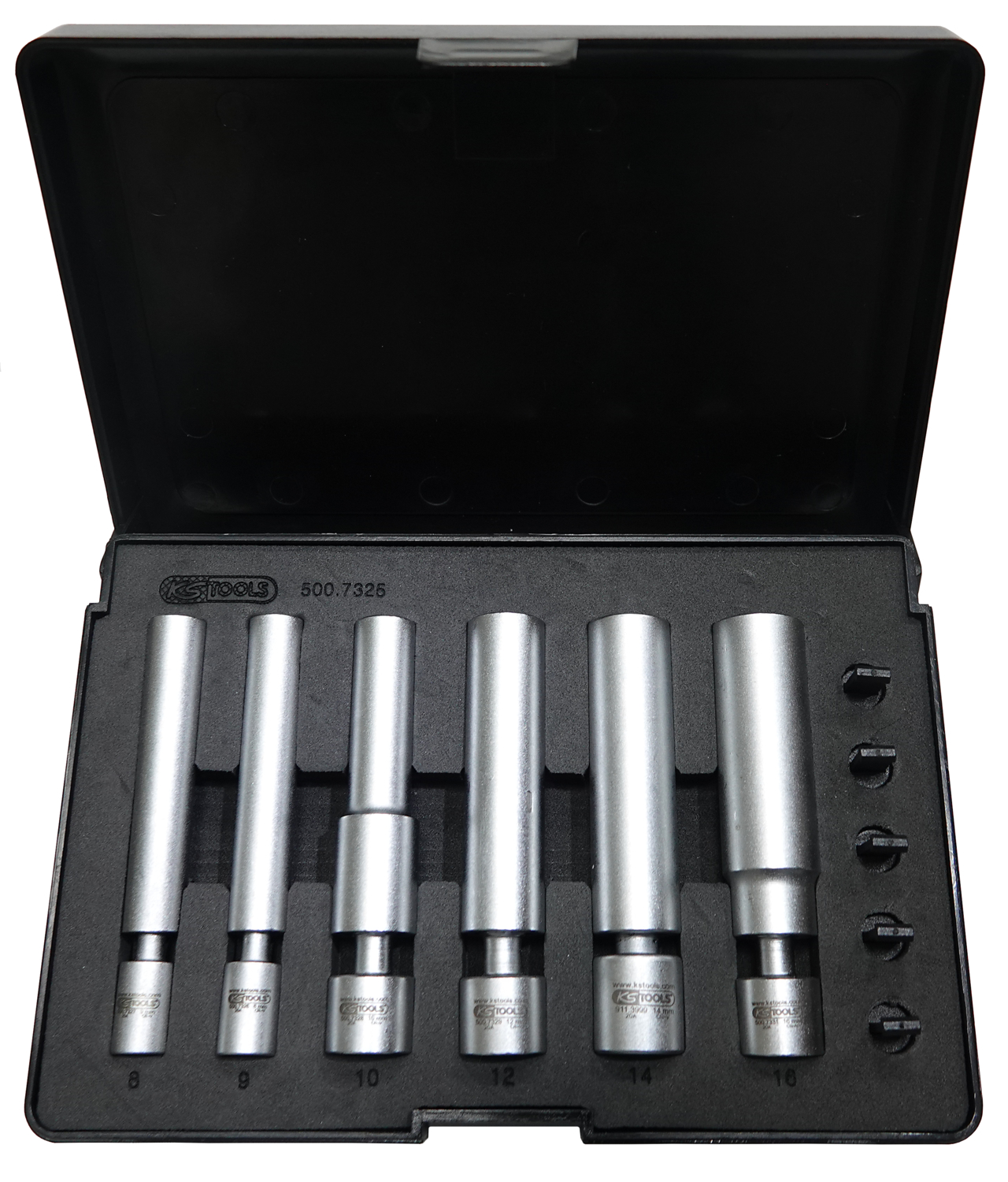 KS Tools 1/4" + 3/8" Spezial-Glüh- und Zündkerzen-Stecknuss-Satz mit Gelenk, 11-tlg