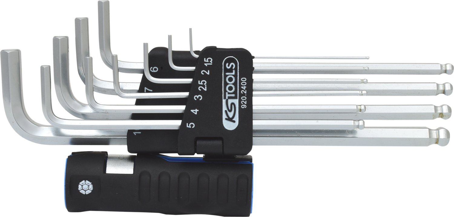 KS Tools 3 in 1 Innen6kant-Winkelstiftschlüssel-Satz,10-tlg XL, Kugelkopf