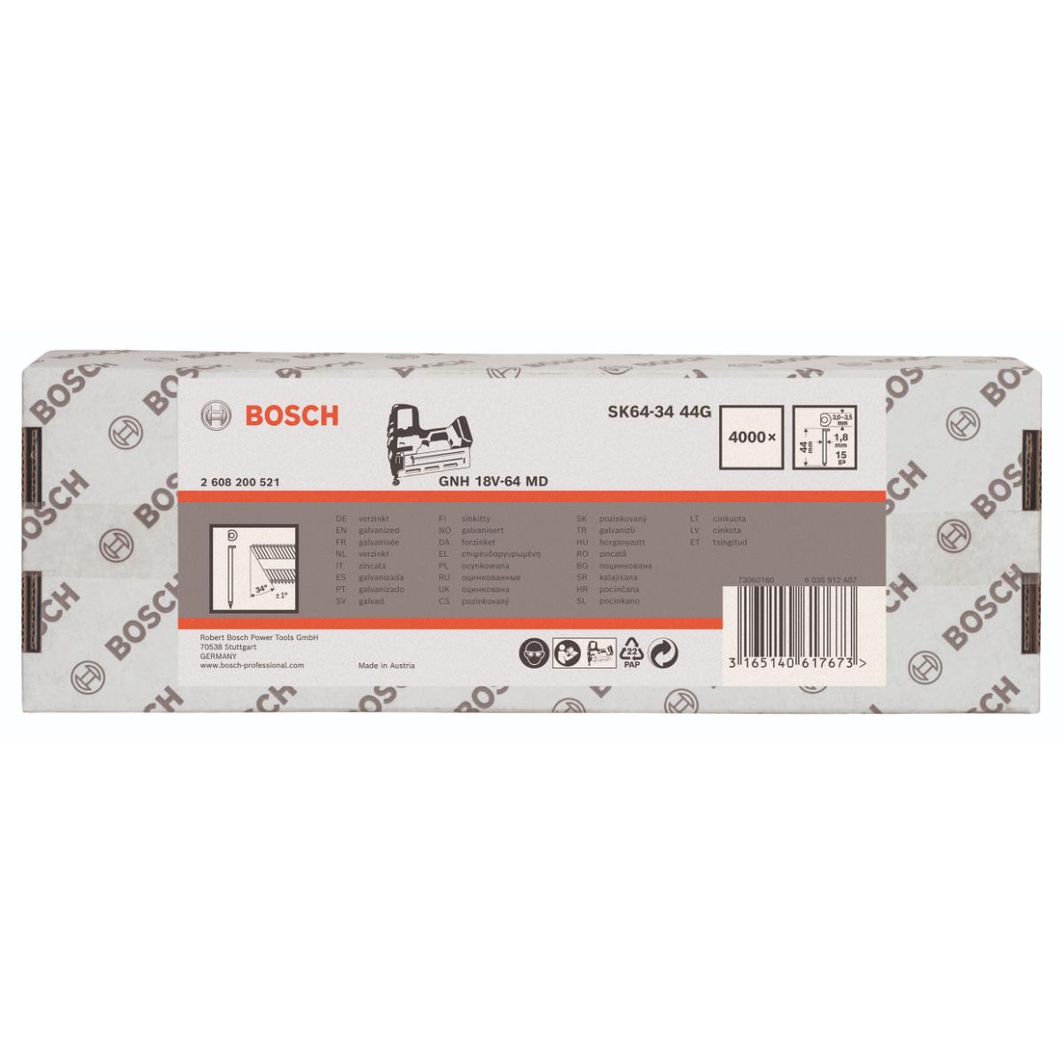 Bosch 34° 1.8/15g  DA Stauchnagelkopf SK64-34, glatt, verzinkt